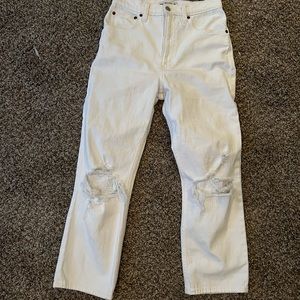 White high waisted denim jeans